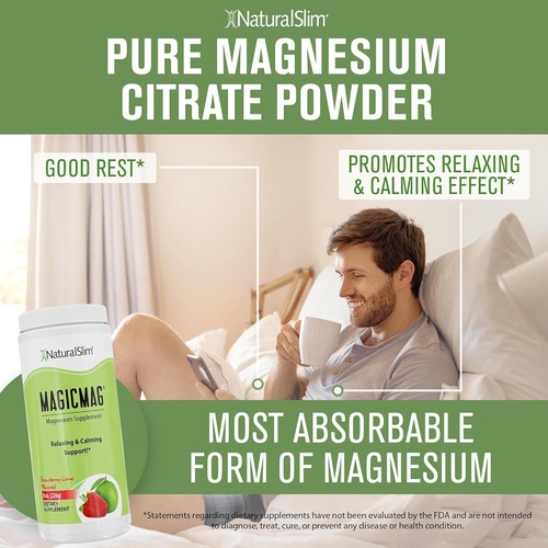 Naturalslim Magicmag Polvo De Citrato De Magnesio Puro Frutilla Y Limón
