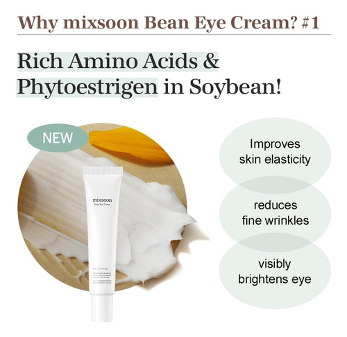 Mixsoon Crema De Ojos Con Extracto De Frijol Hidratación Madura Día/noche