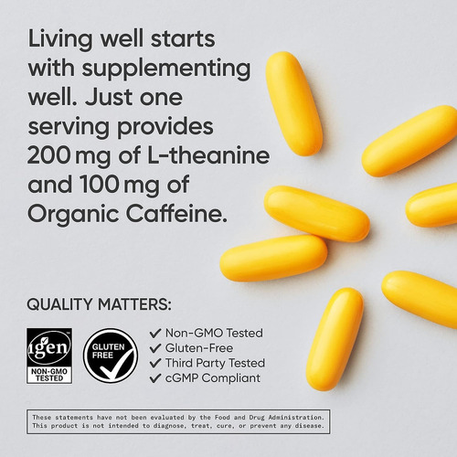 L Theanine + Caffeine 60 Cap - Sports Research Sin Sabor