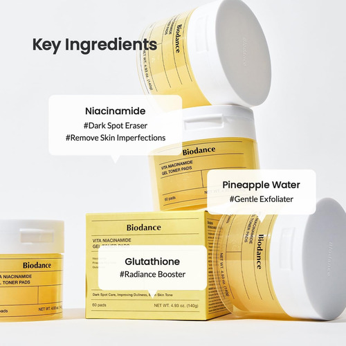Biodance Vita Niacinamide Gel Tonico Pads 60 Almohadillas