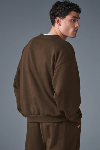 Alo Yoga Buzo Accolade Oversize Unisex Original Algodón S - 4 Marrón Oscuro Accolade Crew Neck