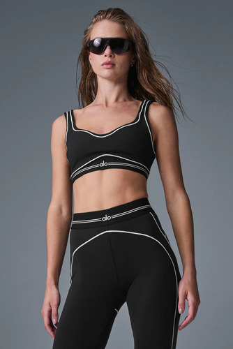 Alo Yoga Corpiño Bra Deportivo Airbrush Heart Throb Negro Airbrush Heart Throb S