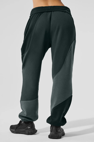 Alo Yoga Make Waves Pantalón Jogger Deportivos Unisex Negro Tejido French Terry L - 12