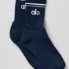 Alo Yoga Medias Unisex Half-crew Throwback Sock Color Beige Azul Oscuro Throwback L