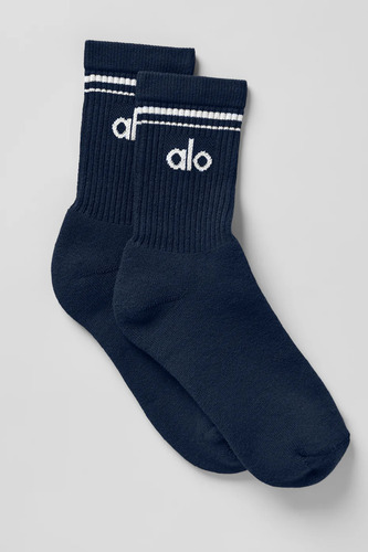 Alo Yoga Medias Unisex Half-crew Throwback Sock Color Beige Azul Oscuro Throwback Xl