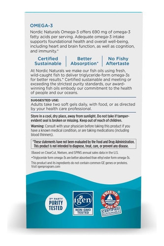 Nordic Naturals Omega 3 Sabor A Limon 60 Cap Limón