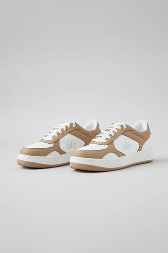 Alo Yoga Zapatillas Deportivas - Casual Recovery Mode Sneake Blanco Y Marron Cuero Vegano Faux Leather 43 Ar