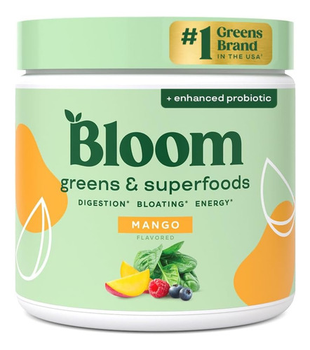 Bloom Nutrition - Super Greens En Polvo Salud Digestiva Mango