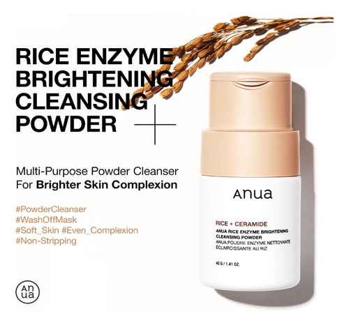 Anua Rice Enzyme Brightening Cleansing Powder 40g - K Beauty Momento De Aplicación Día/noche Tipo De Piel Todo Tipo De Piel