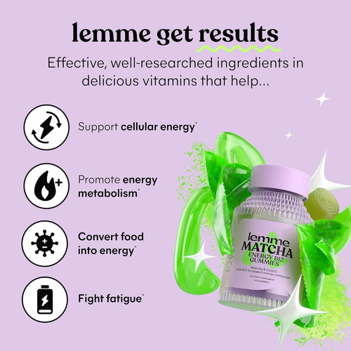 Lemme Matcha B12 Gomitas Energéticas Con Té Verde Y Coq10 Latte De Matcha Matcha Latte Flavored