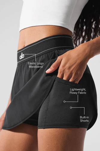 Alo Yoga Pollera Short Deportiva Match Point Skirt Original Negro M - 8