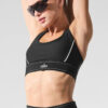 Alo Yoga Top Deportivo Airlift Suit Up Soporte Medio Negro Y Blanco Airlift Suit L