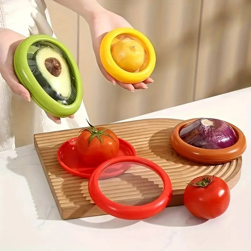 Set X4 Tapa Reutilizable Hermética De Silicona Para Verduras Multicolor Lisa