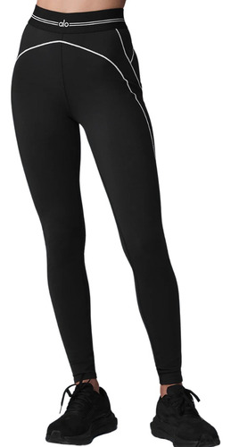 Alo Yoga Calza Airbrush Talle Alto | Modelo Heart Throb Negro Tecnología Airbrush Fabric De Alo 16 - 18