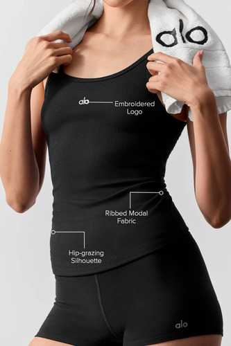 Alo Yoga Musculosa Ribbed Prosper Tank - Nueva Version Negro Ribbed Prosper Tank S - 32