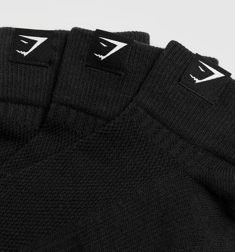 Gymshark Pack De 3 Pares De Medias Negro Woven Tab Quarter L