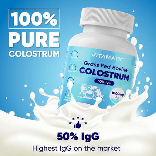 Suplemento De Calostro Bovino De 1000 Mg 50% Igg Más Alto Sabor Sin Sabor