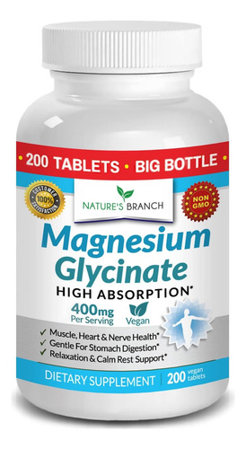Naturesbranch Glicinato De Magnesio 400 Mg- 200 Comprimidos No Tiene Sabor