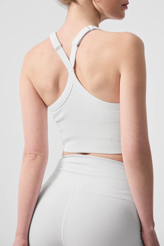 Alo Yoga Musculosa Deportivo Seamless Ribbed Bra Tank Blanco Textura Acanalada Ribbed M - 34
