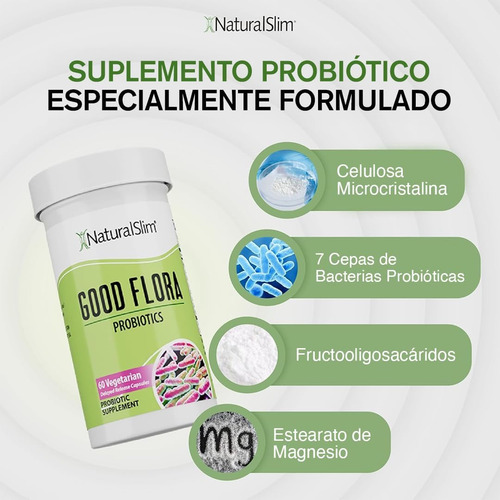 Naturalslim Good Flora Probióticos Salud Digestiva 60 Cap Sin Sabor