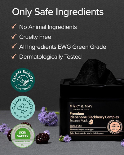 Mary & May Idebenone Blackberry Complex Essence Mask Facial Seca