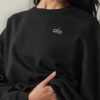Alo Yoga Remera Ccolade Crew Neck Pullover Suéter De French Negro French Terry Con Textura Lisa Por Fuera Y Afelpada Por Dentro M - 34