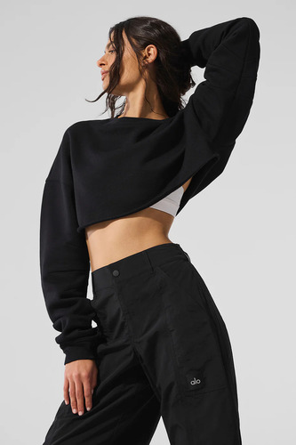 Alo Yoga Extreme Cropped Pullover -buzo Negro Original S - 4 Negro Cropped