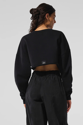 Alo Yoga Extreme Cropped Pullover -buzo Negro Original M - 8 Negro Cropped