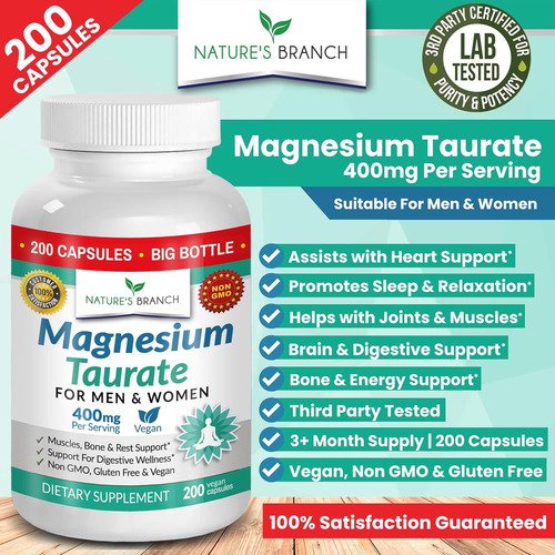 Nature Branch Suplemento Magnesio Taurate Sin Sabor