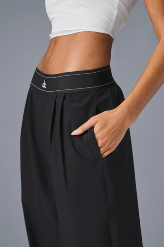 Alo Yoga Pantalon Suit Up Regular Tiro Medio Fit Holgado Negro Liso M - 8