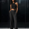 Alo Yoga Pantalón Ancho Suit Up Trouser (long) Negro Tela Liviana Y Ligeramente Satinada Con Efecto Swishy L - 12