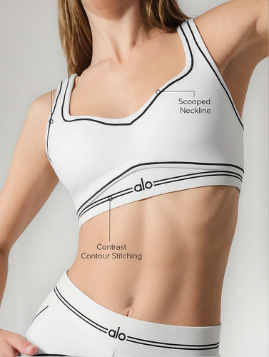 Alo Yoga Corpiño Deportivo Airbrush  Original Blanco Alisa La Silueta Xs