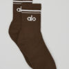 Alo Yoga Medias Unisex Half-crew Throwback Sock Color Beige Marrón Oscuro Throwback M