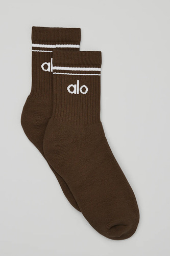 Alo Yoga Medias Unisex Half-crew Throwback Sock Color Beige Marrón Oscuro Throwback L