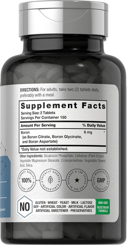 Boron Complex Triple Acción 6 Mg 300 Tabletas | Suplemento Sin Sabor