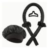 Kit Gorro Saten + Banda Rizadora + Scrunchies Rulos Curly Negro Satén