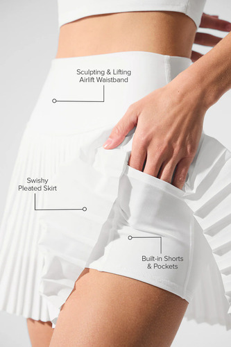 Alo Yoga Pollera Grand Slam Tennis Skirt Blanco Grand Slam S - 4