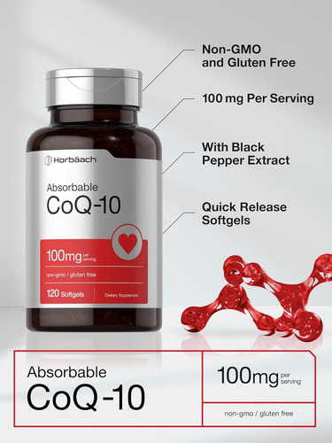 Horbäach Coq-10 100 Mg 120 Cápsulas Suplemento Sin Sabor