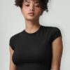 Alo Yoga Remera Deportiva Crop De Mujer Original Negro Alosoft Crop Finesse Short Sleeve S - 32