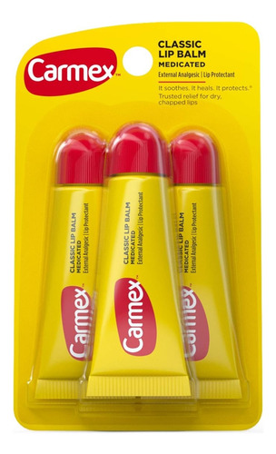 Carmex Clásico En Tubo X3 Bálsamo Labial Alivia Y Hidrata