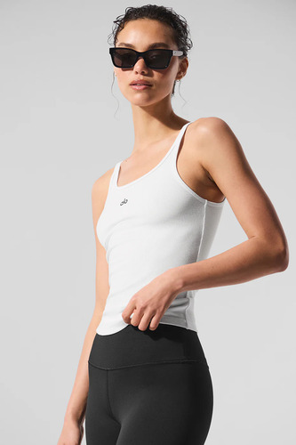 Alo Yoga Musculosa Ribbed Prosper Tank - Nueva Version Blanco Ribbed Prosper Tank S - 32