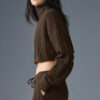 Alo Yoga Buzo Cable Knit Suéter Tejido De Corte Cropped S - 4 Marrón Oscuro Cropped Winter