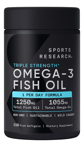 Sports Research Omega 3 1250 Mg, 1000 Epa Dha, 150 Cápsulas