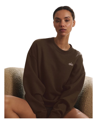 Alo Yoga Campera Accolade Crew Neck Buzo Marrón Oscuro L - 12 Accolade Crew Neck