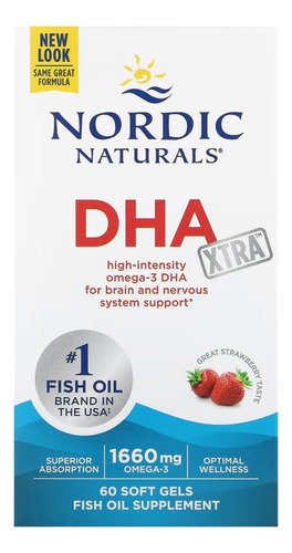 Omega 3 Dha Xtra Nordic Naturals 60 Caps Sabor Frutilla Frutilla