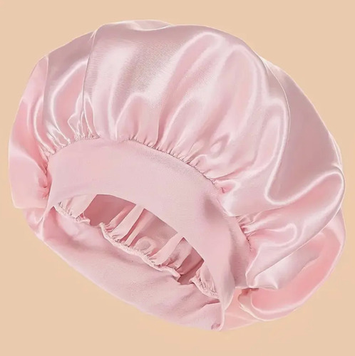 Kit Gorro Saten + Banda Rizadora + Scrunchies Rulos Curly Rosado Satén
