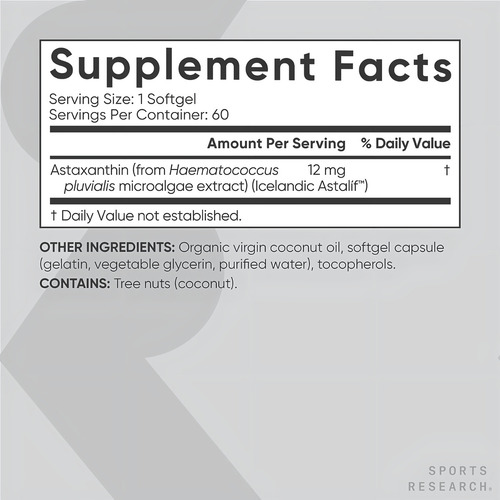 Astaxanthin Sports Research Concentración Triple 12mg Flavorless
