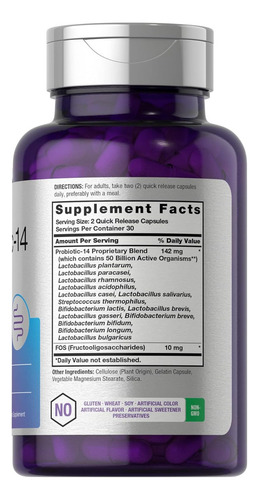 Horbäach Probiotic-14 50 Billion Salud Digestiva Avanzada Sin Sabor