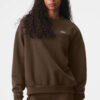 Alo Yoga Remera Ccolade Crew Neck Pullover Suéter De French Marrón Oscuro French Terry Con Textura Lisa Por Fuera Y Afelpada Por Dentro M - 34