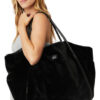 Alo Yoga - Bolsa Tote Winterfun Suave Tejido Tipo Gamuza Negro Faux Fur Metálico Brillante Negro